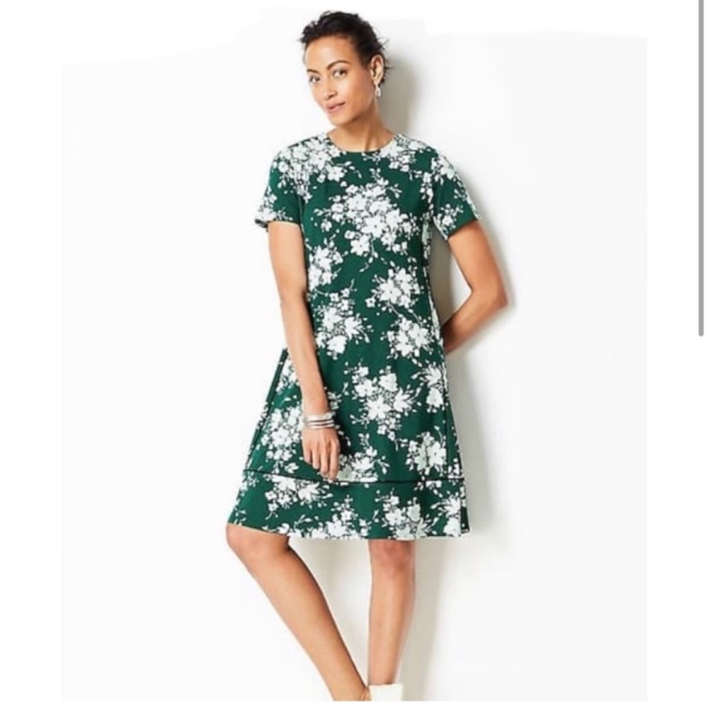 J. Jill Wearever Forest Green White Floral Dress